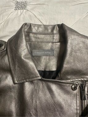 bagatelle Metallic Pewter Leather Jacket